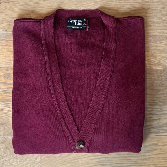VTG 80s Cypress Links Knit Button Cardigan Golf Made In USA Unisex Mens Medium - Picture 8 of 8